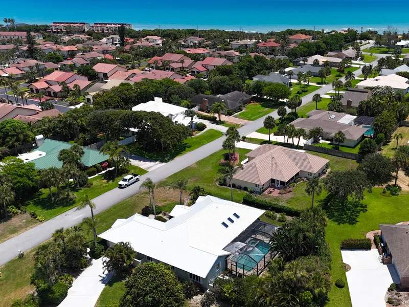 Affordable metal roofs on homes in a Florida coastal neighborhood