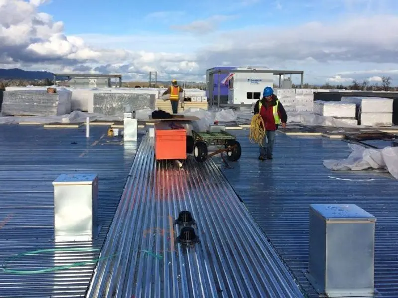Standing seam commercial metal roof installation